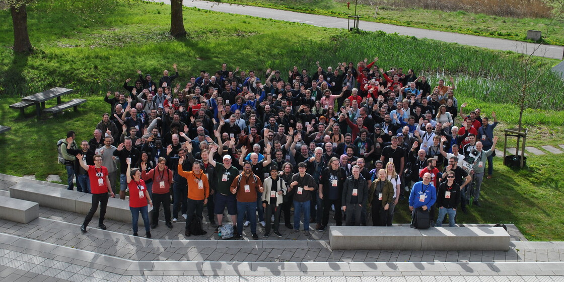 Group photo at Drupal Dev Days Leuven
