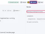 The review panel after sign-off. Outlined in red: "Nothing is waiting for review." and the Publish button, now active.
