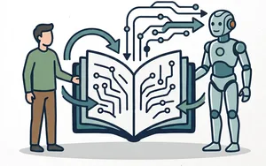 © Image generated with AI
Quelle: Google Gemini A human and agent working into a common knowledge base
