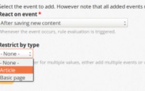 Drupal react on event settings