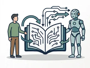 © Image generated with AI
Quelle: Google Gemini A human and agent working into a common knowledge base